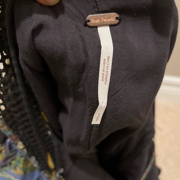 Free People Thought I Was Dreaming Black Blue Floral Mini Plunge Dress Sz S - Picture 6 of 15